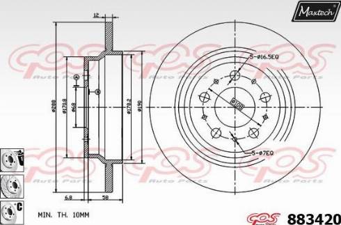 Maxtech 883420.6880 - Тормозной диск autosila-amz.com