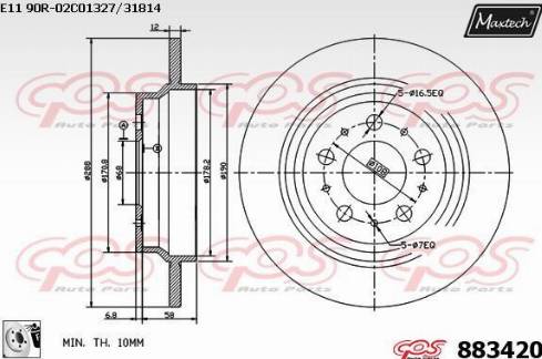 Maxtech 883420.0080 - Тормозной диск autosila-amz.com