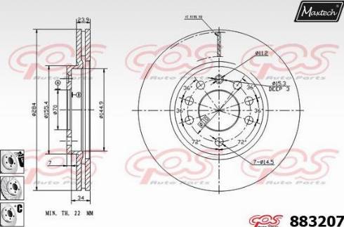 Maxtech 883207.6980 - Тормозной диск autosila-amz.com