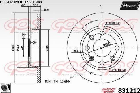 Maxtech 831212.0060 - Тормозной диск autosila-amz.com