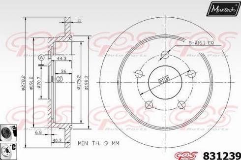 Maxtech 831239.6060 - Тормозной диск autosila-amz.com