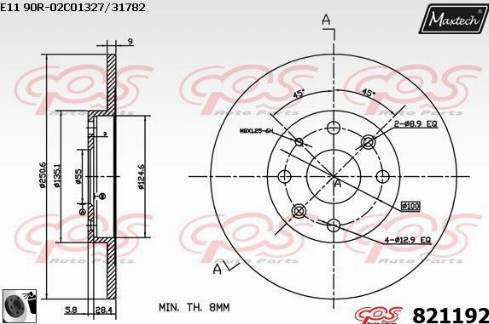 Maxtech 821192.0060 - Тормозной диск autosila-amz.com