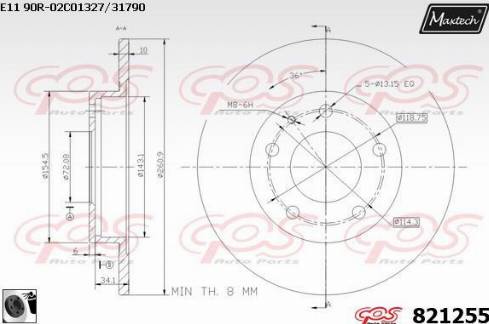 Maxtech 821255.0060 - Тормозной диск autosila-amz.com