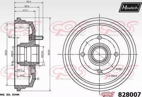 Maxtech 828007.0000 - Тормозной барабан autosila-amz.com