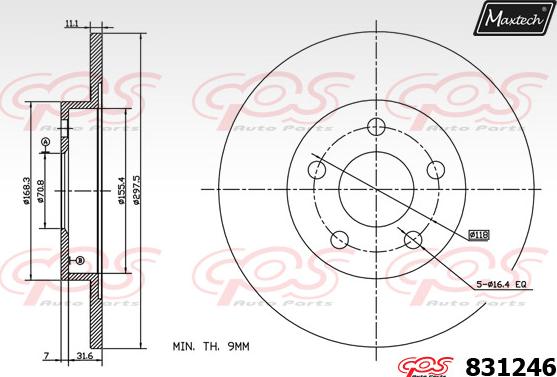 Maxtech 827046 - Тормозной диск autosila-amz.com