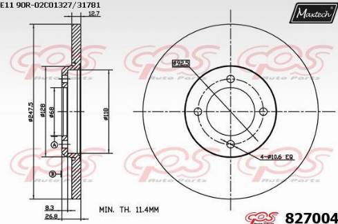 Maxtech 827004.0000 - Тормозной диск autosila-amz.com