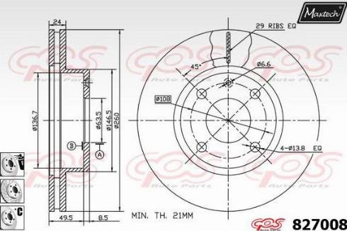 Maxtech 827008.6880 - Тормозной диск autosila-amz.com