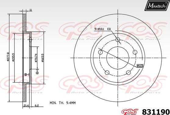 Maxtech 827034 - Тормозной диск autosila-amz.com