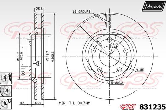 Maxtech 827037 - Тормозной диск autosila-amz.com