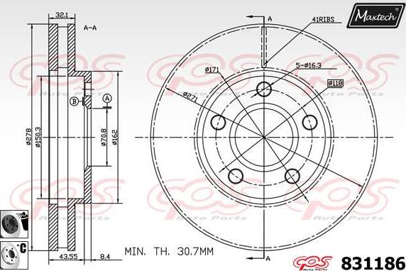Maxtech 827028 - Тормозной диск autosila-amz.com
