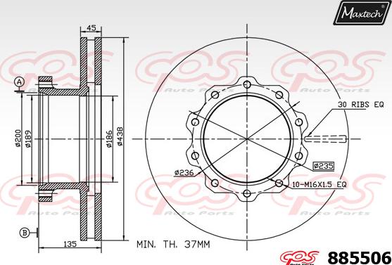 Maxtech 875609 - Тормозной диск autosila-amz.com