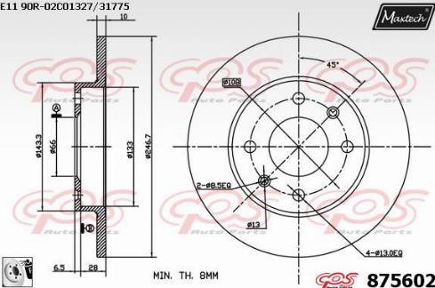 Maxtech 875602.0080 - Тормозной диск autosila-amz.com