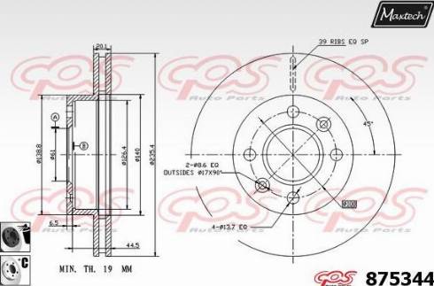 Maxtech 875344.6060 - Тормозной диск autosila-amz.com