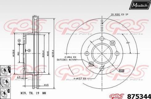 Maxtech 875344.6880 - Тормозной диск autosila-amz.com