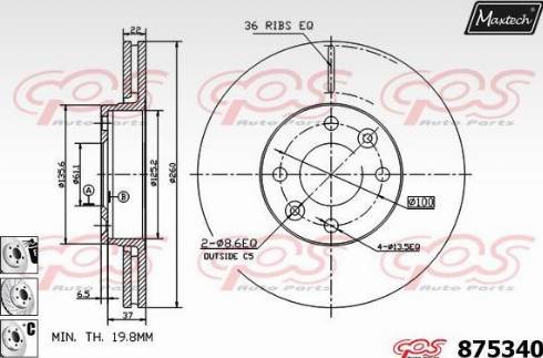 Maxtech 875340.6980 - Тормозной диск autosila-amz.com