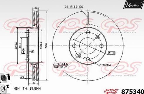 Maxtech 875340.6060 - Тормозной диск autosila-amz.com