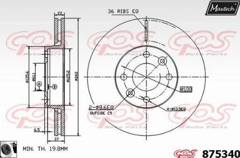 Maxtech 875340.0060 - Тормозной диск autosila-amz.com