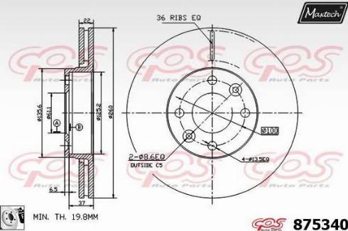 Maxtech 875340.0080 - Тормозной диск autosila-amz.com