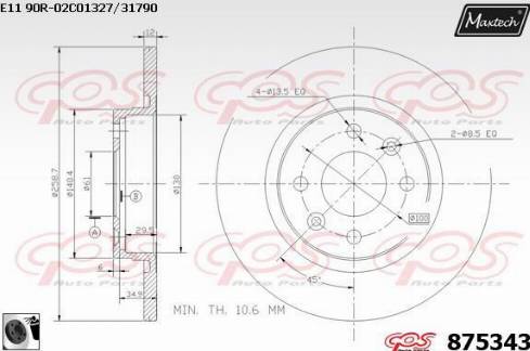 Maxtech 875343.0060 - Тормозной диск autosila-amz.com