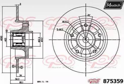 Maxtech 875359.0005 - Тормозной диск autosila-amz.com