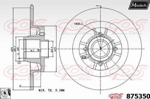 Maxtech 875350.0085 - Тормозной диск autosila-amz.com