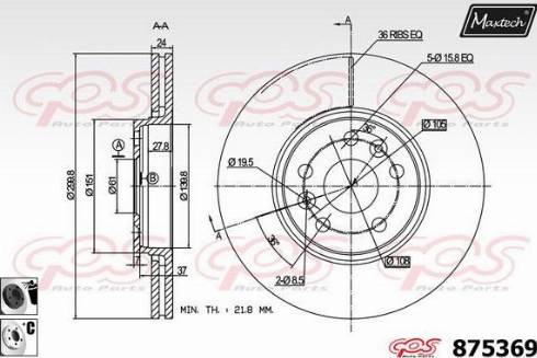 Maxtech 875369.6060 - Тормозной диск autosila-amz.com