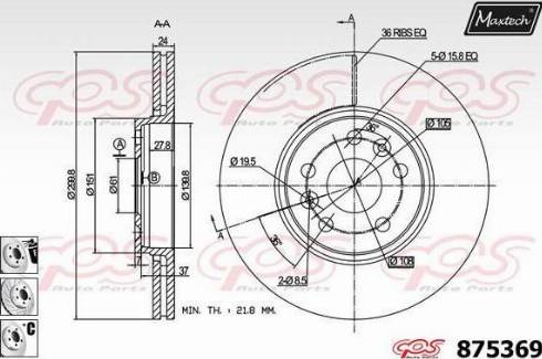 Maxtech 875369.6880 - Тормозной диск autosila-amz.com