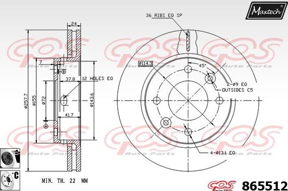 Maxtech 875369 - Тормозной диск autosila-amz.com