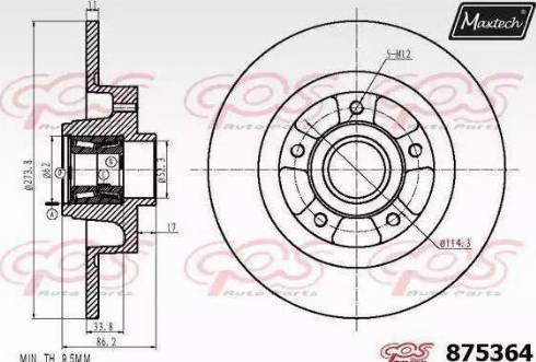 Maxtech 875364.0005 - Тормозной диск autosila-amz.com