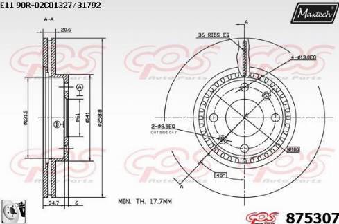 Maxtech 875307.0080 - Тормозной диск autosila-amz.com