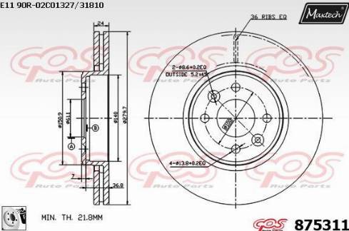 Maxtech 875311.0080 - Тормозной диск autosila-amz.com