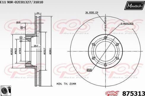 Maxtech 875313.0060 - Тормозной диск autosila-amz.com