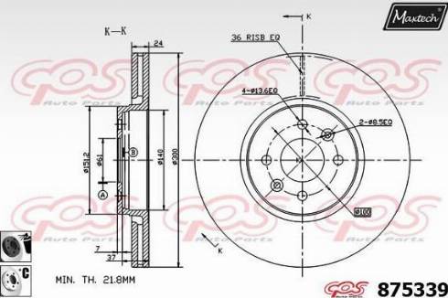 Maxtech 875339.6060 - Тормозной диск autosila-amz.com