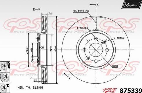 Maxtech 875339.6880 - Тормозной диск autosila-amz.com