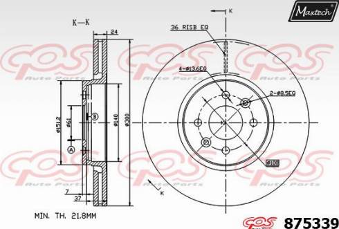 Maxtech 875339.0000 - Тормозной диск autosila-amz.com