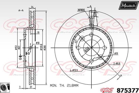 Maxtech 875323 - Тормозной диск autosila-amz.com