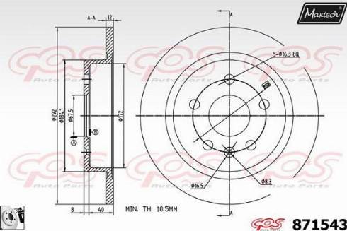 Maxtech 871543.0080 - Тормозной диск autosila-amz.com