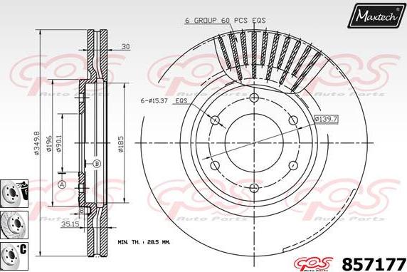 Maxtech 871543 - Тормозной диск autosila-amz.com