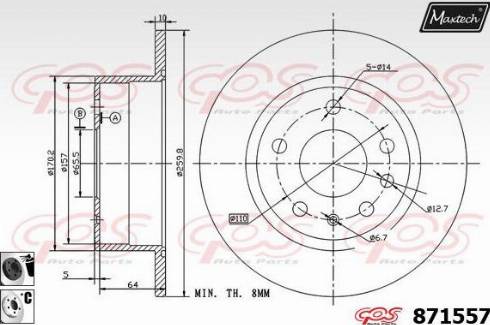 Maxtech 871557.6060 - Тормозной диск autosila-amz.com