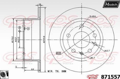 Maxtech 871557.0060 - Тормозной диск autosila-amz.com