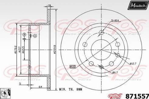 Maxtech 871557.0080 - Тормозной диск autosila-amz.com