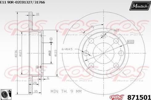 Maxtech 871501.0060 - Тормозной диск autosila-amz.com