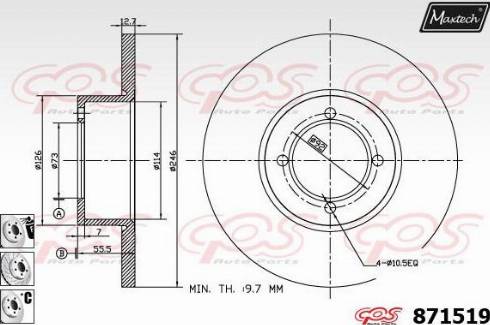 Maxtech 871519.6880 - Тормозной диск autosila-amz.com