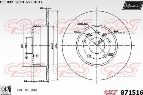 Maxtech 871516.0080 - Тормозной диск autosila-amz.com