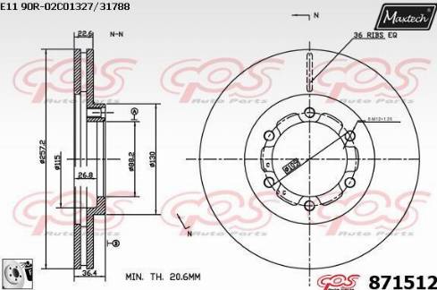 Maxtech 871512.0080 - Тормозной диск autosila-amz.com