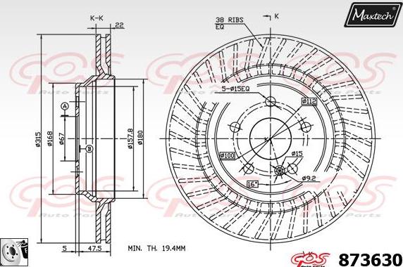 Maxtech 871512 - Тормозной диск autosila-amz.com