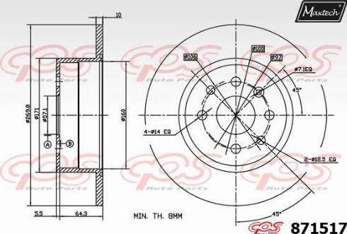 Maxtech 871517.0000 - Тормозной диск autosila-amz.com