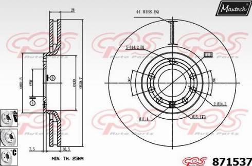 Maxtech 871537.6880 - Тормозной диск autosila-amz.com