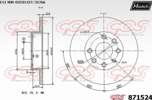 Maxtech 871524.0000 - Тормозной диск autosila-amz.com