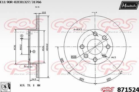 Maxtech 871524.0080 - Тормозной диск autosila-amz.com